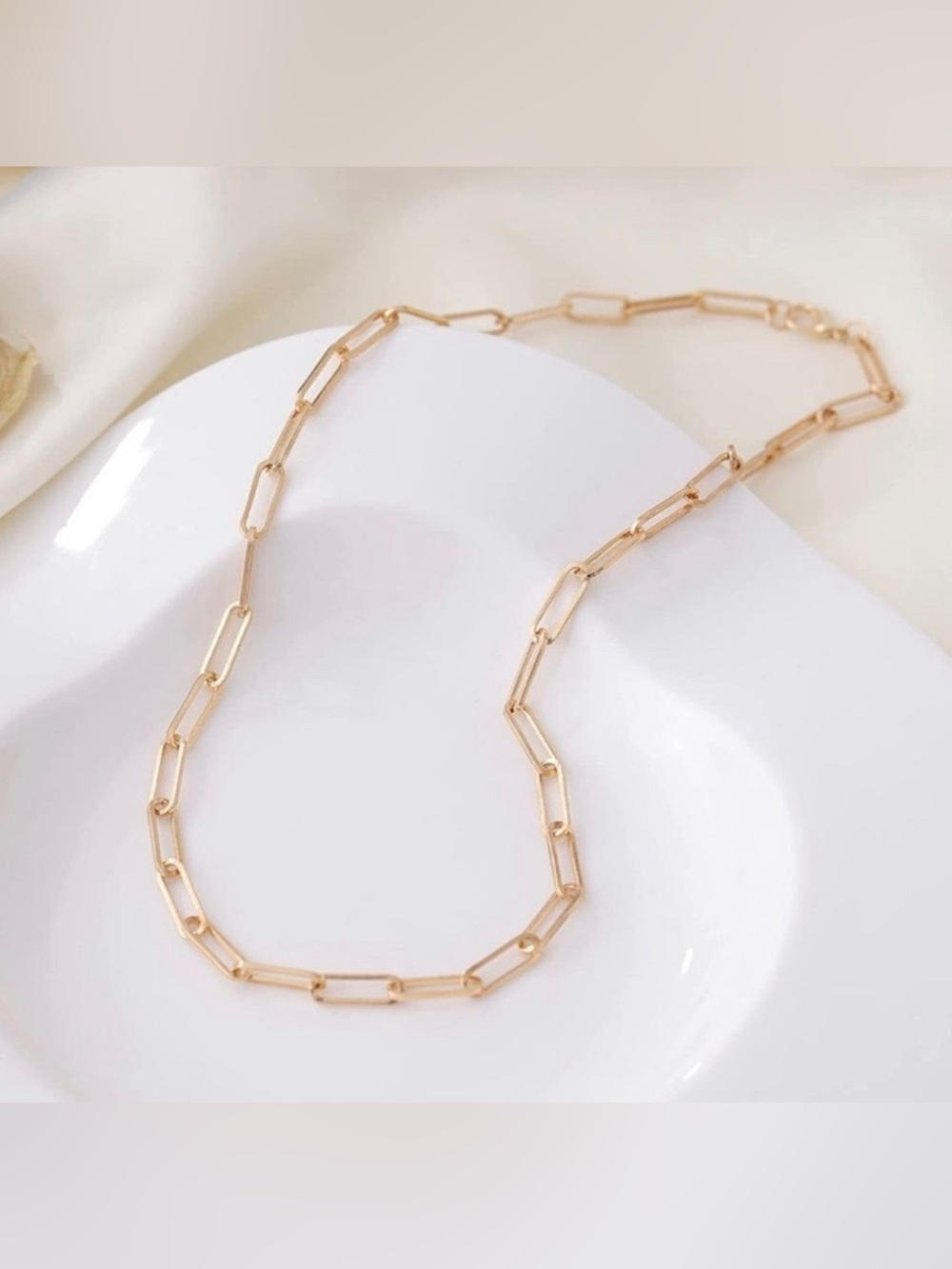 14k Gold Plated Paperclip Chain Necklace - Picture 3 of 3